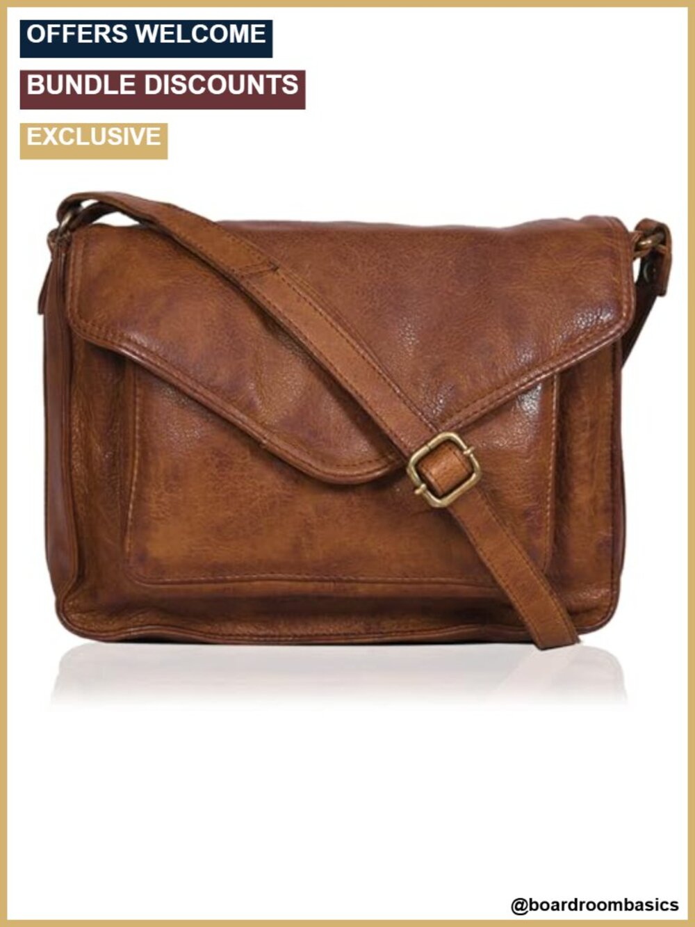 Genuine Leather Crossbody Shoulder Bag Satchel Adjustable Strap Medium
